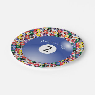 Billiard Pool Balls Solid Number Two Paper Plate
