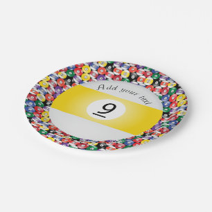 Billiard Pool Balls Stripe Number Nine Paper Plate