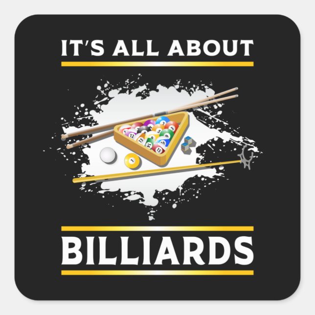 Billiard Pool Billiards Snooker 8 Ball Funny Gift Square Sticker (Front)