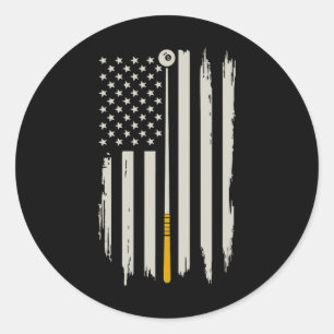 Billiard Pool Player Billiards Table Usa Us Americ Classic Round Sticker