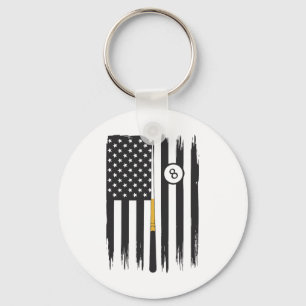 Billiard Pool Player Billiards Table Usa Us Americ Keychain