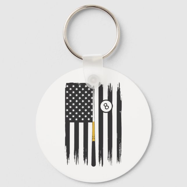 Billiard Pool Player Billiards Table Usa Us Americ Keychain (Front)