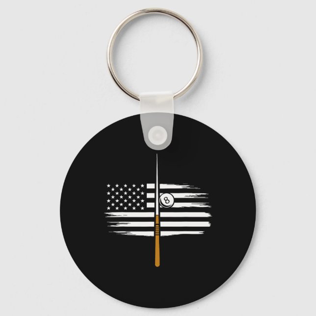 Billiard Pool Player Billiards Table Usa Us Americ Keychain (Front)