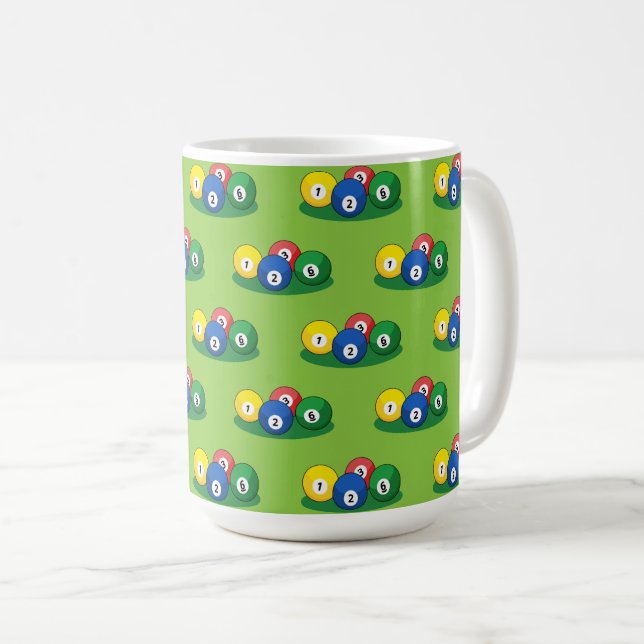 Billiard Pool Snooker Balls Pattern Coffee Mug (Front Right)