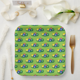Billiard Pool Snooker Balls Pattern Paper Plate