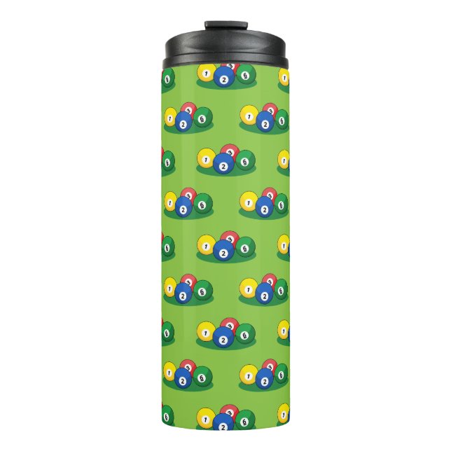 Billiard Pool Snooker Balls Pattern Thermal Tumbler (Front)
