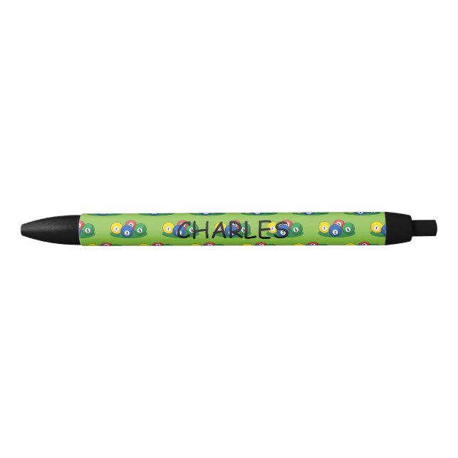 Billiard Pool Snooker Balls Personalize Black Ink Pen (Front)