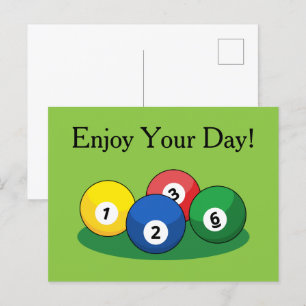Billiard Pool Snooker Balls Personalize Holiday Postcard