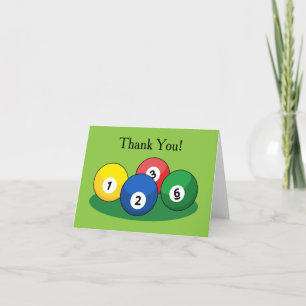 Billiard Pool Snooker Balls Personalize Thank You Card