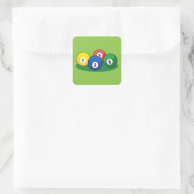 Billiard Pool Snooker Balls Square Sticker (Bag)