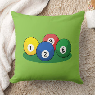 Billiard Pool Snooker Balls Throw Pillow