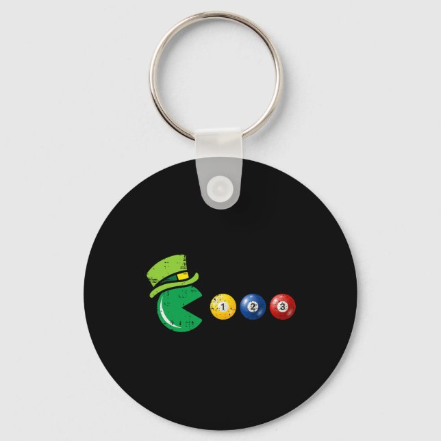 Billiard Pool St Patricks Day Retro Game  Keychain (Front)