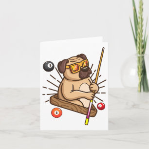 Billiard Pug Dog Hustler Pool Girls Snooker Gifts Card