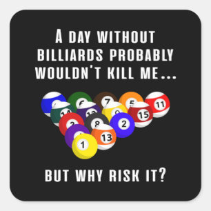 Billiard Snooker Pool Billiards 8 Ball Funny Gift Square Sticker