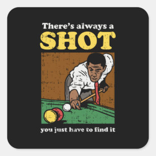 Billiard Snooker Retro Square Sticker