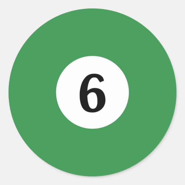 Billiard Solid Green Ball 6 Classic Round Sticker (Front)