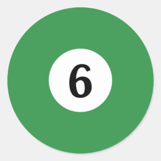 Billiard Solid Green Ball 6 Classic Round Sticker