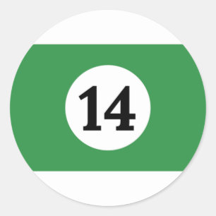 Billiard Stripes Green Ball 14 Classic Round Sticker