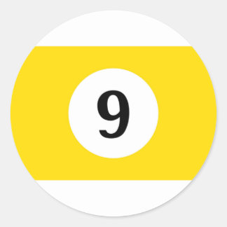 Billiard Stripes Yellow Ball 9 Classic Round Sticker