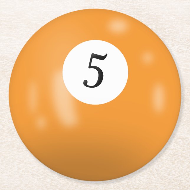 Billiards 5 ball round paper coaster (Front)