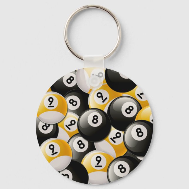 BILLIARDS 8 & 9 BALLS COLLAGE KEYCHAIN (Front)