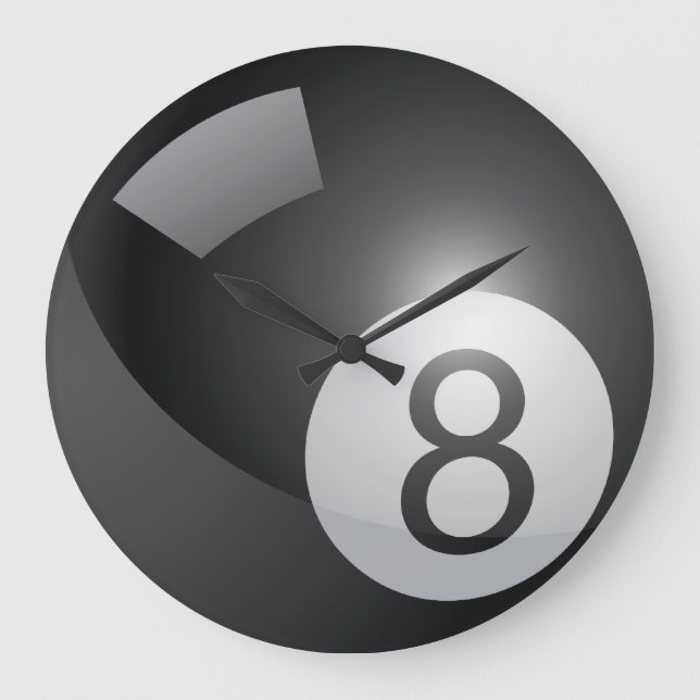 Billiards 8 Ball Large Clock (Front)