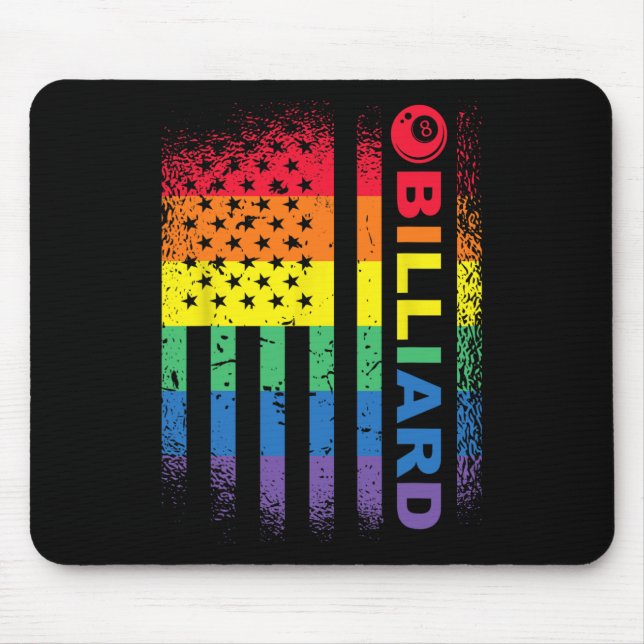 Billiards 8-ball Pool Billiard American Flag - Bil Mouse Pad (Front)