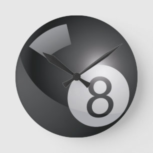 Billiards 8 Ball Round Clock