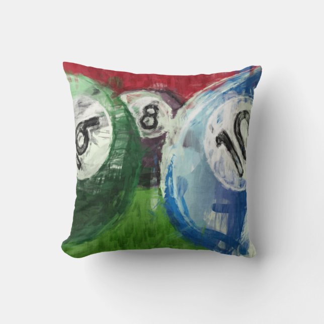 Billiards Abstract Throw Pillow (Front)
