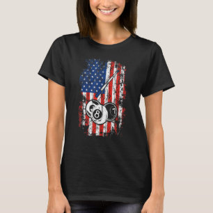 Billiards American Flag Cue Pool Balls Billiard Pl T-Shirt