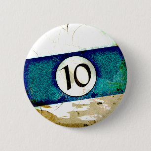 BILLIARDS BALL NUMBER 10 2 INCH ROUND BUTTON