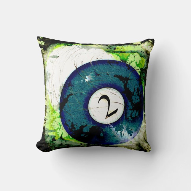 BILLIARDS BALL NUMBER 2 THROW PILLOW (Front)