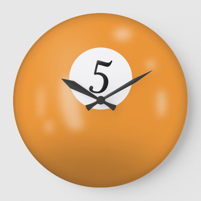 Billiards Ball Number 5 Large Clock (Front)