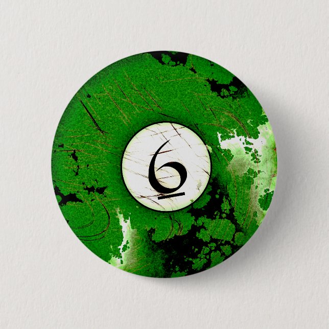 BILLIARDS BALL NUMBER 6 2 INCH ROUND BUTTON (Front)
