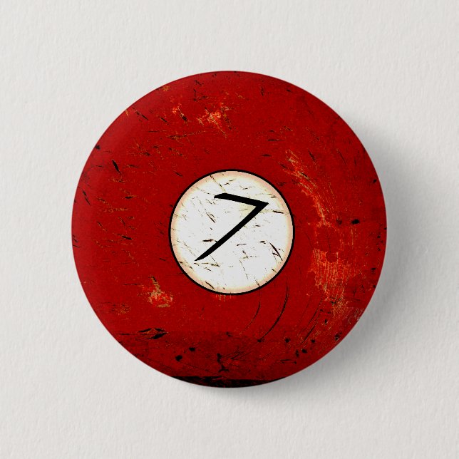 BILLIARDS BALL NUMBER 7 2 INCH ROUND BUTTON (Front)