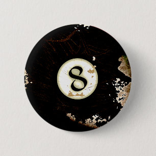 BILLIARDS BALL NUMBER 8 2 INCH ROUND BUTTON