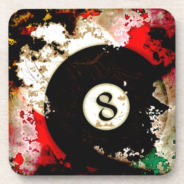 BILLIARDS BALL NUMBER 8 COASTER (Front)