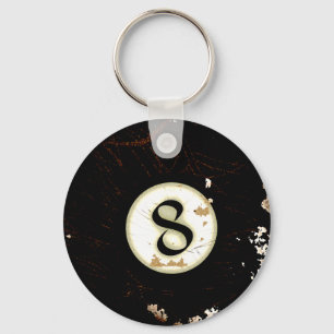 BILLIARDS BALL NUMBER 8 KEYCHAIN