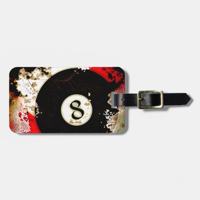 BILLIARDS BALL NUMBER 8 LUGGAGE TAG (Front Horizontal)