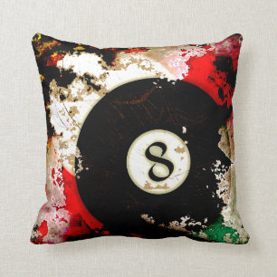 BILLIARDS BALL NUMBER 8 THROW PILLOW