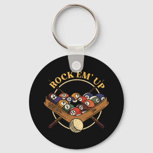 Billiards Ball Rack Stick Cue Billiard Player Snoo Keychain