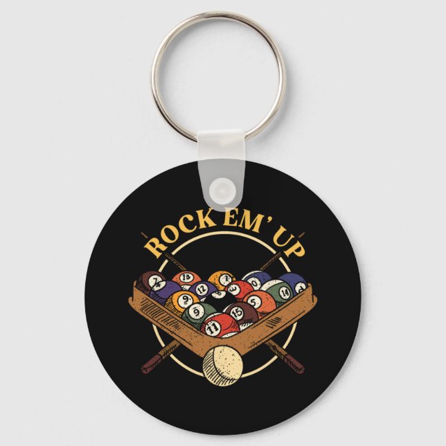 Billiards Ball Rack Stick Cue Billiard Player Snoo Keychain (Front)