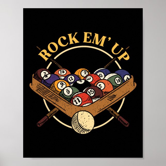 Billiards Ball Rack Stick Cue Billiard Player Snoo Poster (Front)