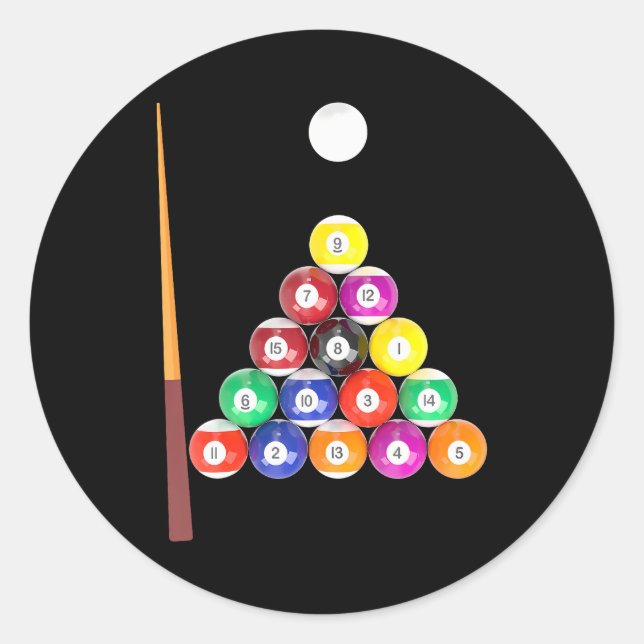 Billiards Bar League 8-Ball Pool Team Classic Round Sticker (Front)