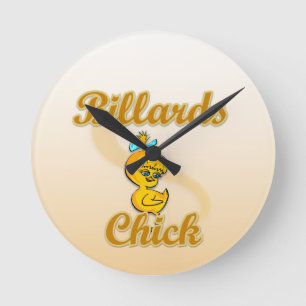 Billiards Chick Round Clock