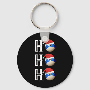 Billiards Christmas Santa Hat Pool Hall Party Gift Keychain
