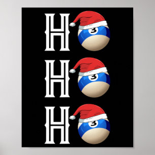 Billiards Christmas Santa Hat Pool Hall Party Gift Poster