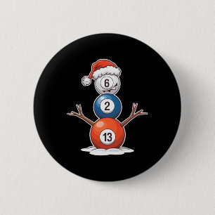 Billiards Christmas Snowman With Pool Table 2 Inch Round Button