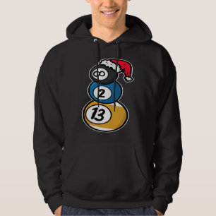 Billiards Christmas Snowman with Pool Table Balls  Hoodie