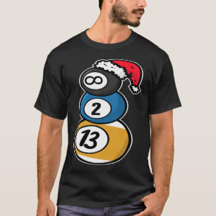 Billiards Christmas Snowman with Pool Table Balls  T-Shirt